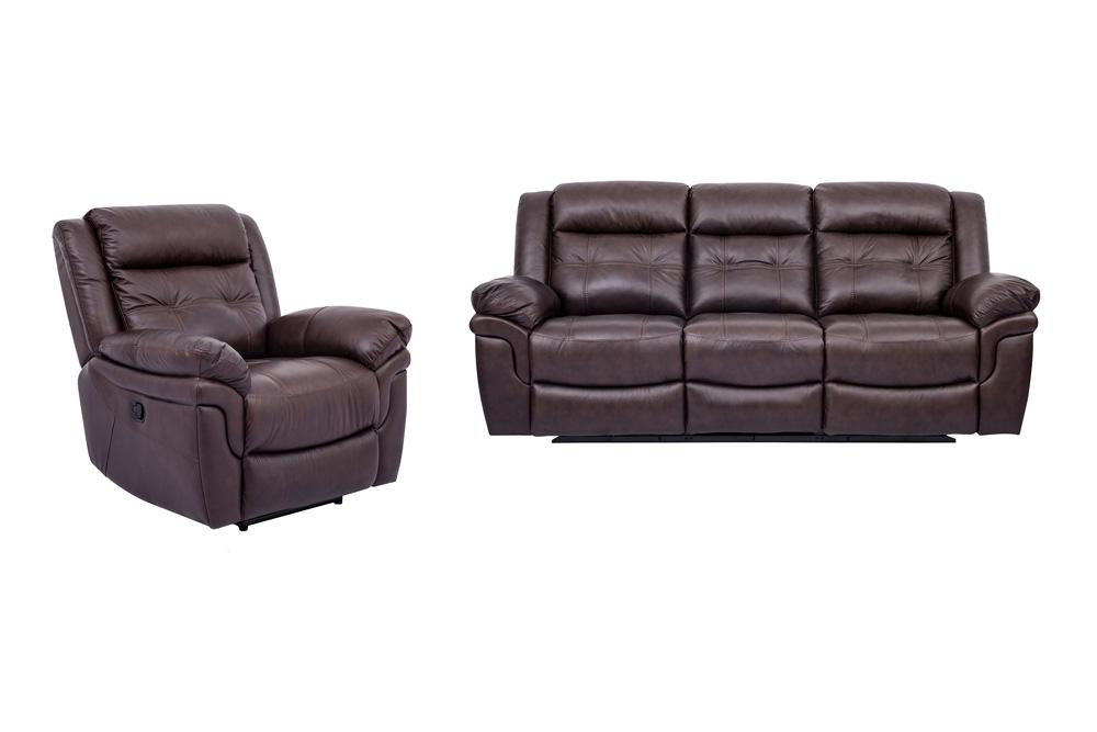 Armen Living - Marcel Manual Reclining 2 Piece Sofa and Recliner Set in Dark Brown Leather - SETMCBR2PC veiw 1