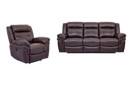 Armen Living - Marcel Manual Reclining 2 Piece Sofa and Recliner Set in Dark Brown Leather - SETMCBR2PC veiw 1