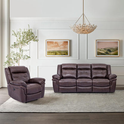 Armen Living - Marcel Manual Reclining 2 Piece Sofa and Recliner Set in Dark Brown Leather - SETMCBR2PC veiw 10