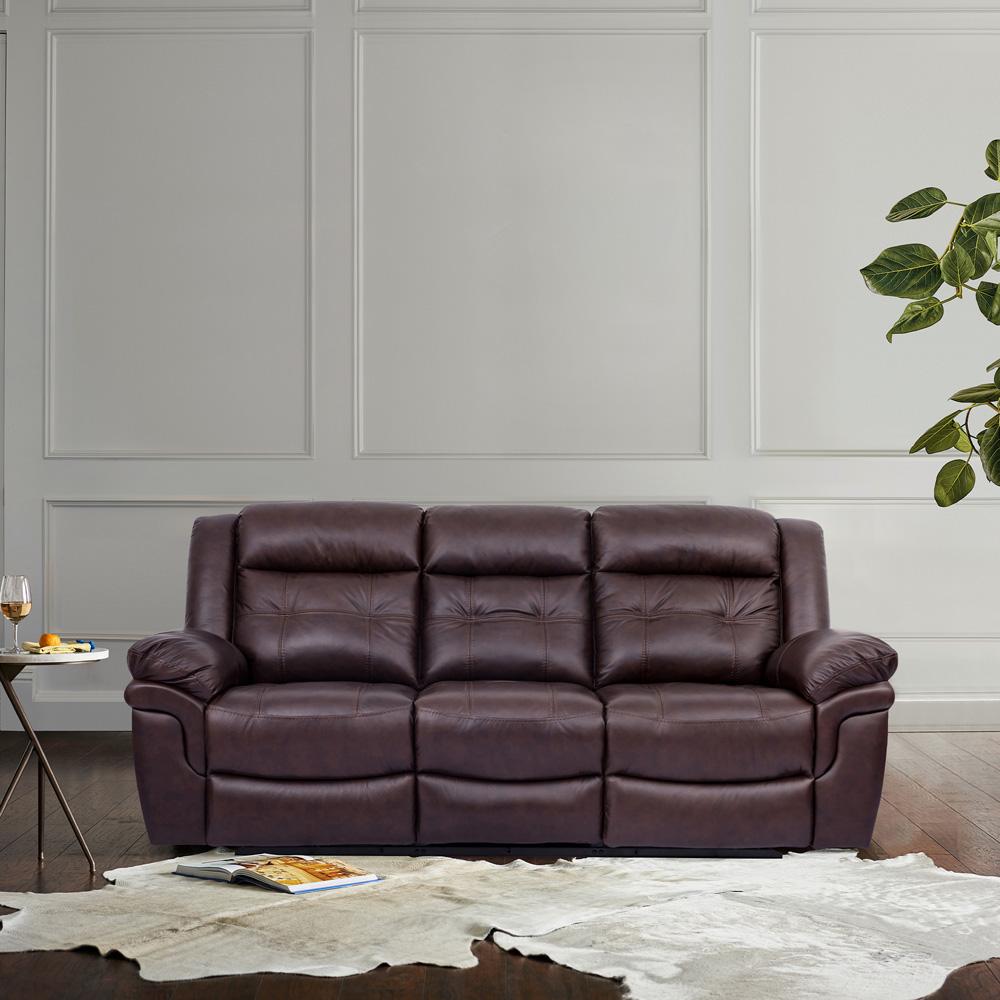 Armen Living - Marcel Manual Reclining Sofa in Dark Brown Leather - LCMC3BR veiw 8