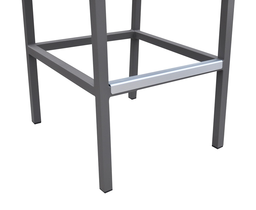 Armen Living - Marina Outdoor Patio Barstool in Grey Powder Coated Finish with Grey Sling Textilene and Grey Wood Accent Arms - LCMABAGR_CLOSEOUT veiw 5
