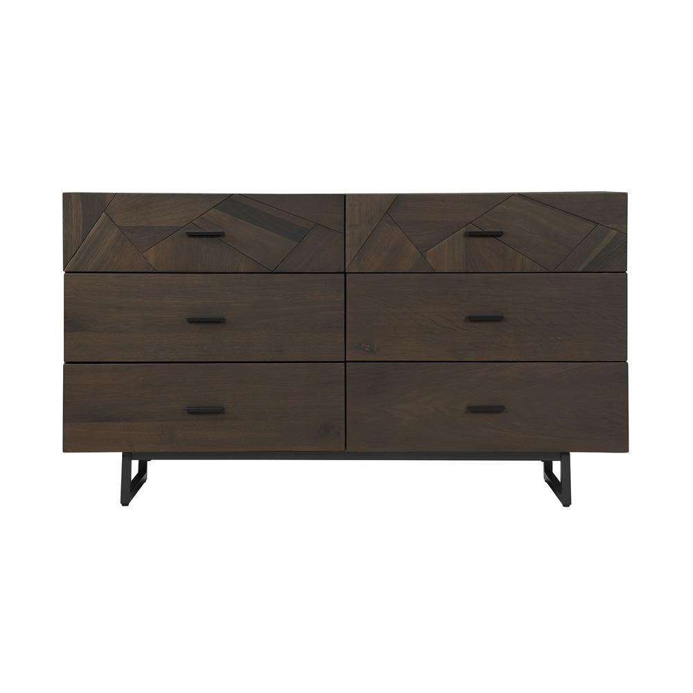 Armen Living - Marquis 4 Piece King Size Platform Bed Frame Bedroom Set in Oak Wood with Faux Leather Headboard - SETMUBDGRKG4A_CLOSEOUT veiw 4