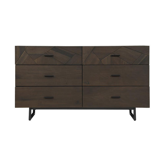 Armen Living - Marquis 6 Drawer Oak Wood Dresser with Black Metal Legs - LCMUDRGR view 1