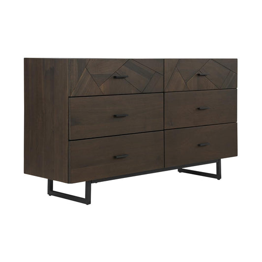 Armen Living - Marquis 6 Drawer Oak Wood Dresser with Black Metal Legs - LCMUDRGR - CLOSEOUT veiw 2