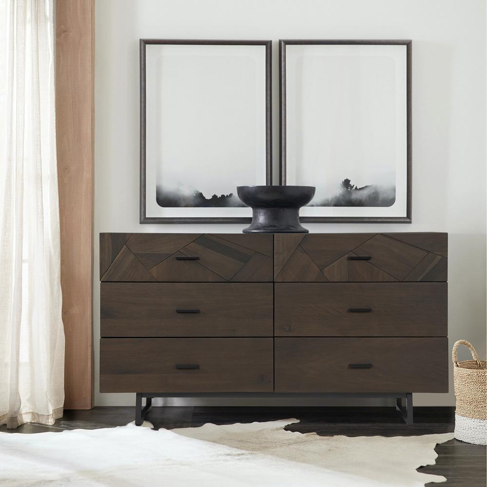 Armen Living - Marquis 6 Drawer Oak Wood Dresser with Black Metal Legs - LCMUDRGR - CLOSEOUT veiw 9
