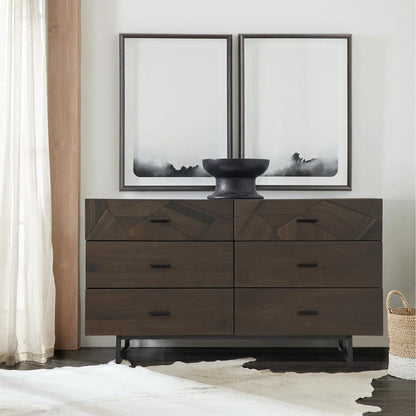 Armen Living - Marquis 6 Drawer Oak Wood Dresser with Black Metal Legs - LCMUDRGR - CLOSEOUT veiw 9
