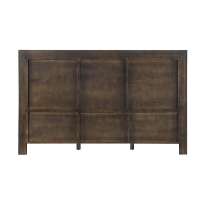 Armen Living - Marquis King Size Platform Bed Frame in Oak Wood with Faux Leather Headboard and Black Metal Legs - LCMUBDGRKG - CLOSEOUT veiw 4