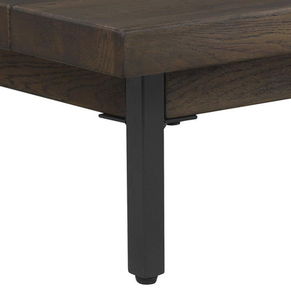 Armen Living - Marquis King Size Platform Bed Frame in Oak Wood with Faux Leather Headboard and Black Metal Legs - LCMUBDGRKG - CLOSEOUT veiw 7