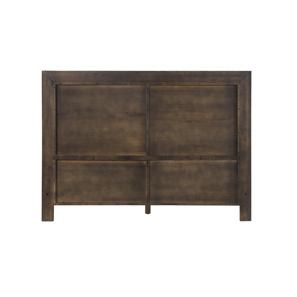 Armen Living - Marquis Queen Size Platform Bed Frame in Oak Wood with Faux Leather Headboard and Black Metal Legs - LCMUBDGRQN - CLOSEOUT veiw 4