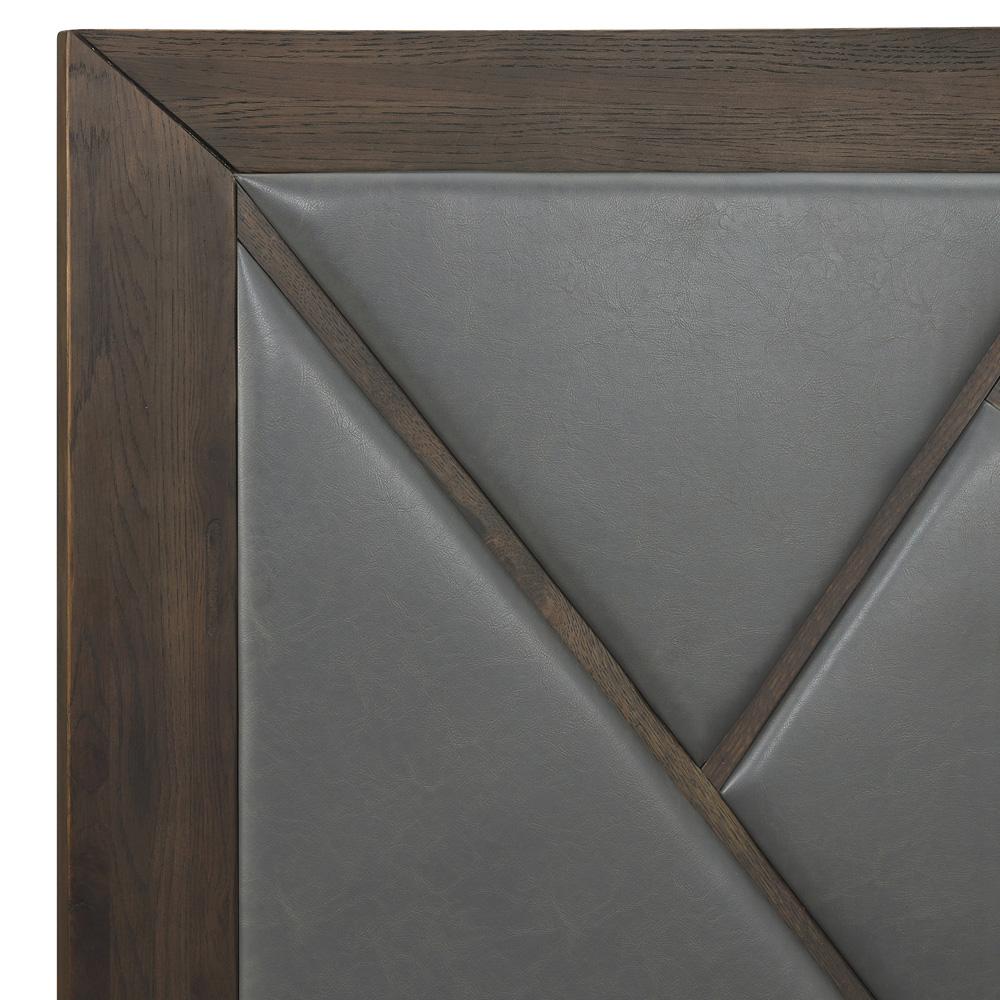 Armen Living - Marquis Queen Size Platform Bed Frame in Oak Wood with Faux Leather Headboard and Black Metal Legs - LCMUBDGRQN - CLOSEOUT veiw 5