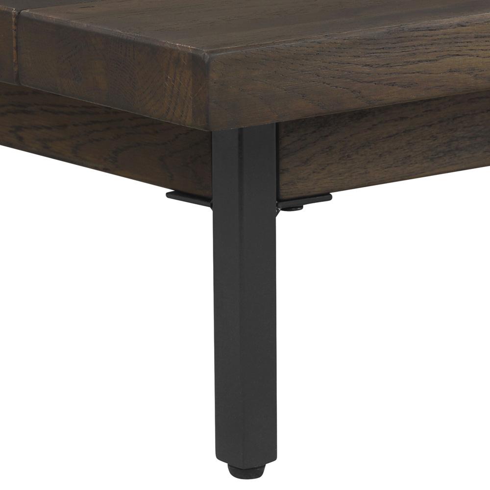 Armen Living - Marquis Queen Size Platform Bed Frame in Oak Wood with Faux Leather Headboard and Black Metal Legs - LCMUBDGRQN - CLOSEOUT veiw 7