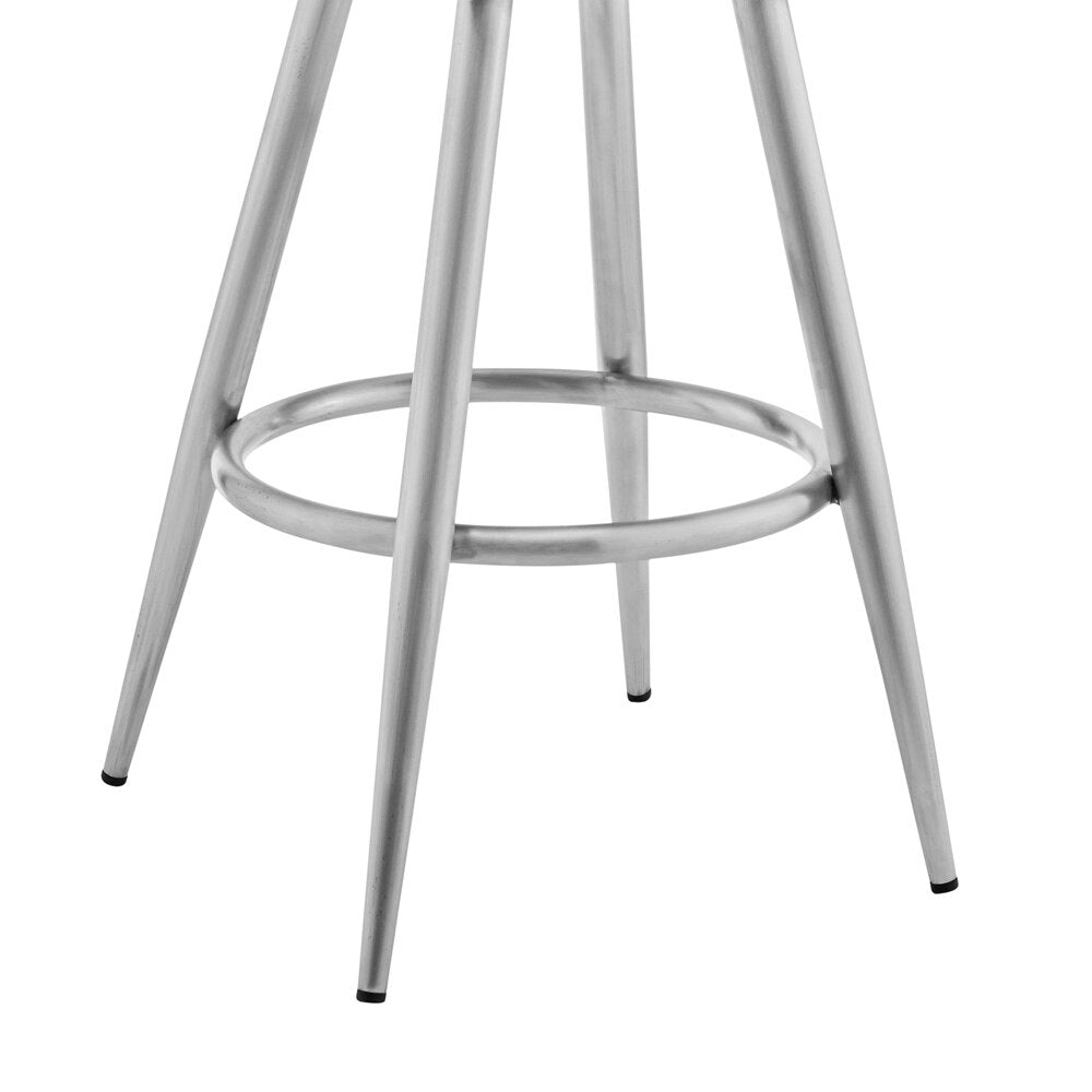 Armen Living - Maxen 26in Gray Faux Leather and Brushed Stainless Steel Swivel Bar Stool - LCMXBABSGR26 - CLOSEOUT veiw 5