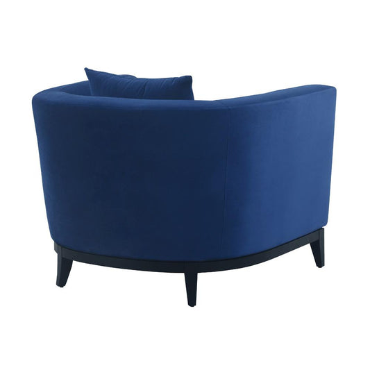 Armen Living - Melange Blue Velvet Upholstered Accent Chair with Black Wood Base - LCMG1BLUE veiw 1
