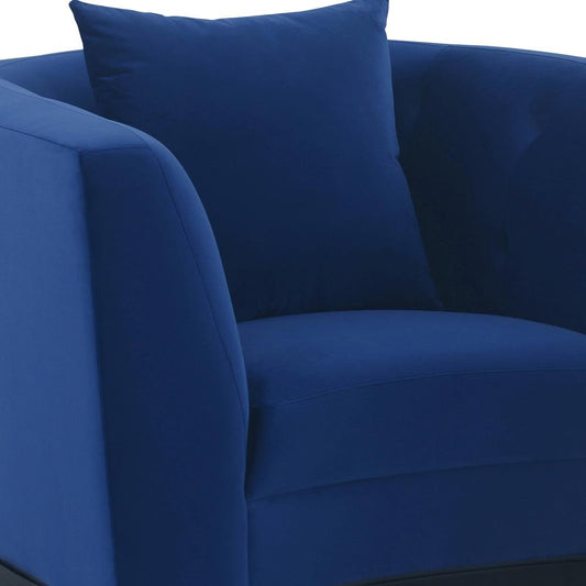 Armen Living - Melange Blue Velvet Upholstered Accent Chair with Black Wood Base - LCMG1BLUE veiw 2