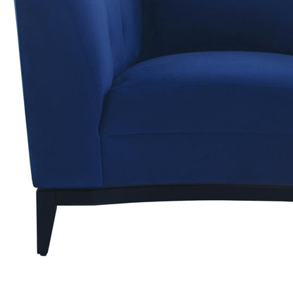 Armen Living - Melange Blue Velvet Upholstered Accent Chair with Black Wood Base - LCMG1BLUE veiw 4