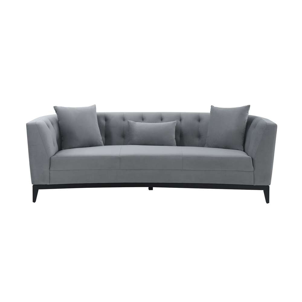 Armen Living - Melange Gray Velvet Sofa with Black Wood Base - LCMG3GREY veiw 1