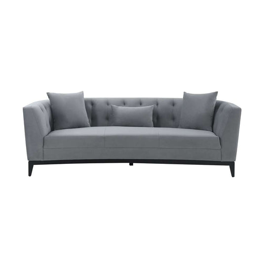Armen Living - Melange Gray Velvet Sofa with Black Wood Base - LCMG3GREY veiw 1