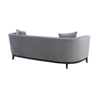 Armen Living - Melange Gray Velvet Sofa with Black Wood Base - LCMG3GREY veiw 2