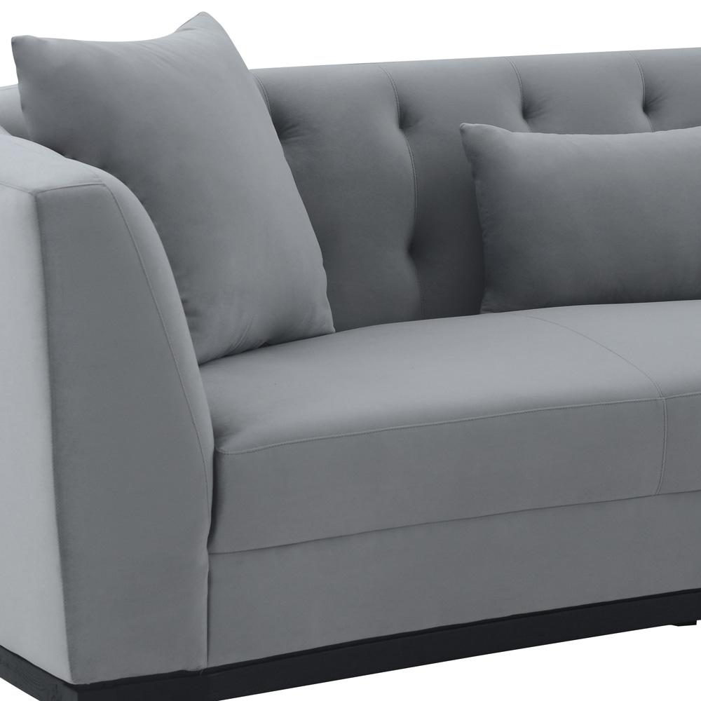Armen Living - Melange Gray Velvet Sofa with Black Wood Base - LCMG3GREY veiw 4