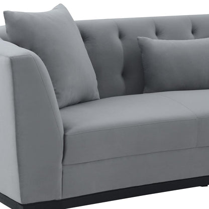 Armen Living - Melange Gray Velvet Sofa with Black Wood Base - LCMG3GREY veiw 4