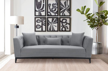 Armen Living - Melange Gray Velvet Sofa with Black Wood Base - LCMG3GREY veiw 7