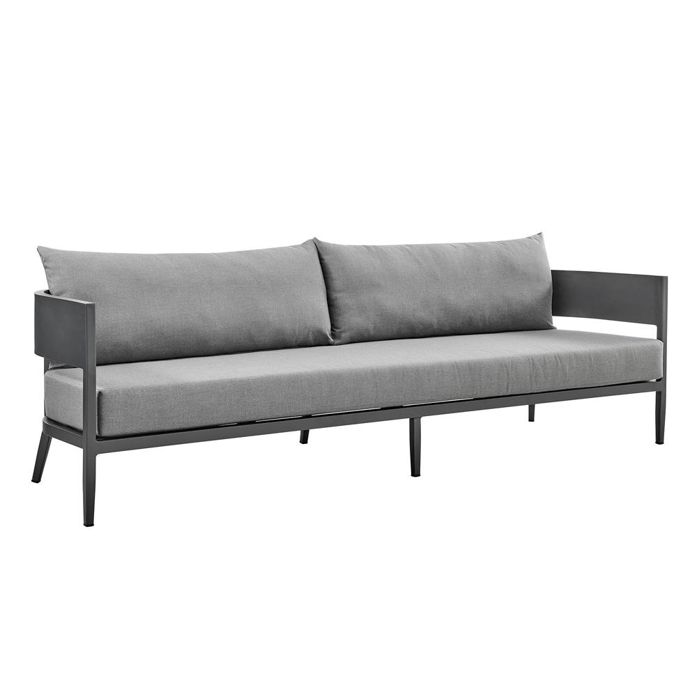 Armen Living - Menorca 4 Piece Outdoor Dark Gray Aluminum & Fabric Outdoor Conversation Set - SETODMNGR veiw 2