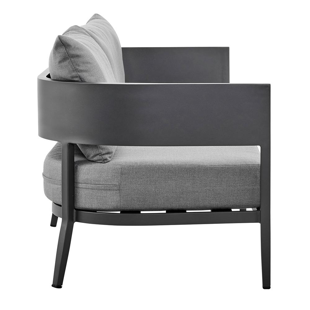 Armen Living - Menorca 4 Piece Outdoor Dark Gray Aluminum & Fabric Outdoor Conversation Set - SETODMNGR veiw 3