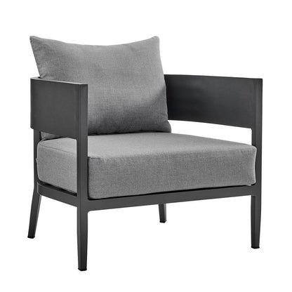 Armen Living - Menorca 4 Piece Outdoor Dark Gray Aluminum & Fabric Outdoor Conversation Set - SETODMNGR veiw 4