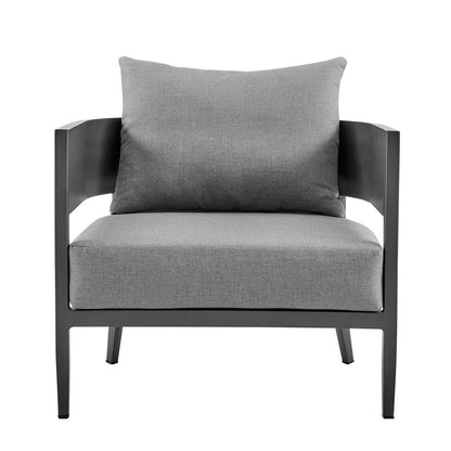 Armen Living - Menorca 4 Piece Outdoor Dark Gray Aluminum & Fabric Outdoor Conversation Set - SETODMNGR veiw 5