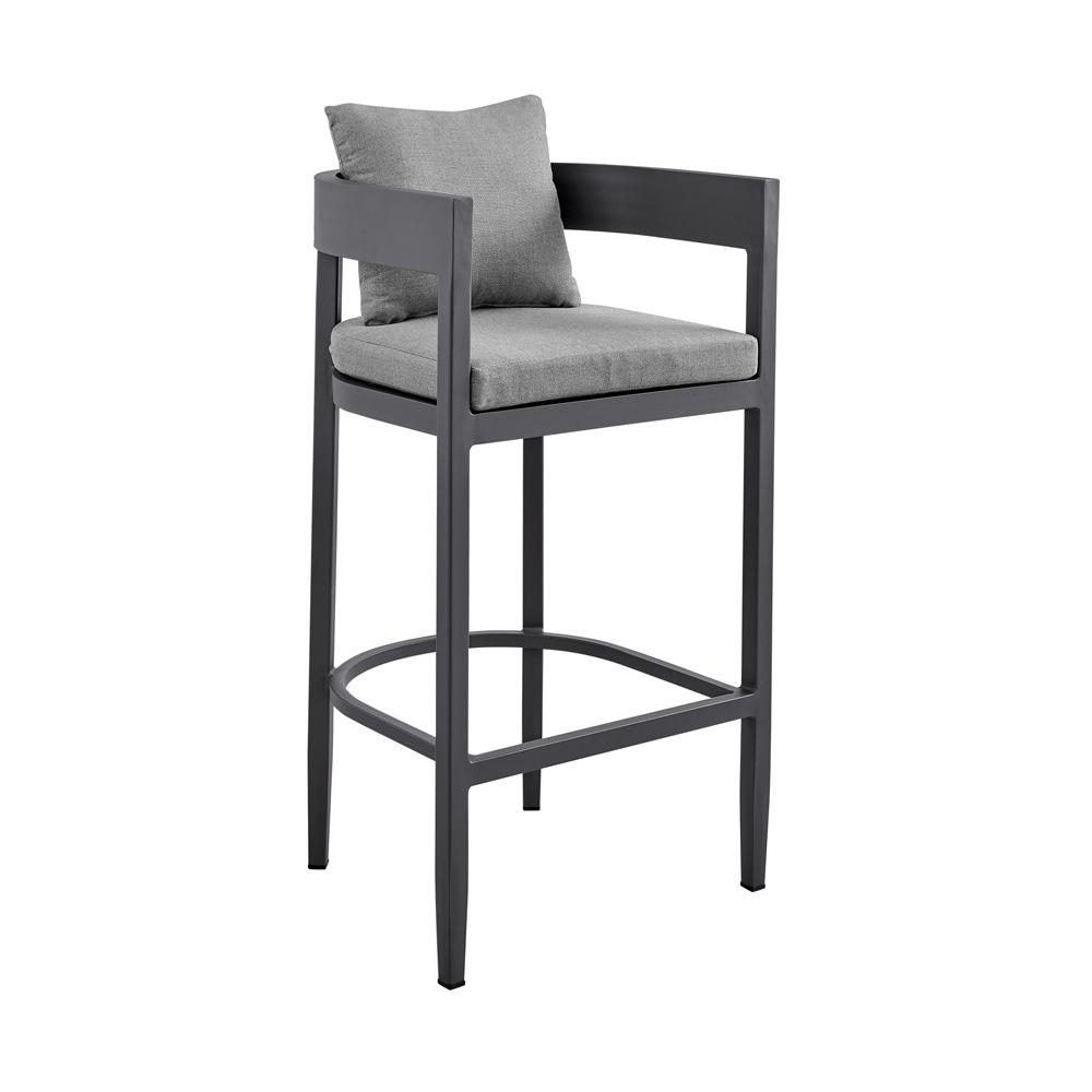 Armen Living - Menorca Outdoor Patio 5-Piece Bar Table Set in Aluminum with Gray Cushions - SETODMQGR30 veiw 2