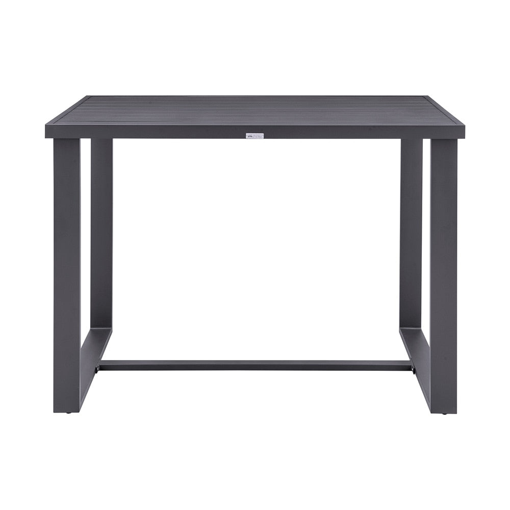 Armen Living - Menorca Outdoor Patio 5-Piece Bar Table Set in Aluminum with Gray Cushions - SETODMQGR30 veiw 4