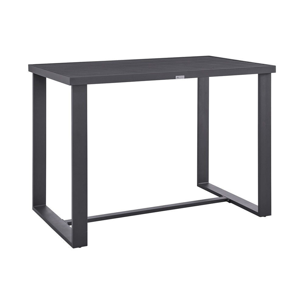 Armen Living - Menorca Outdoor Patio 5-Piece Bar Table Set in Aluminum with Gray Cushions - SETODMQGR30 veiw 5