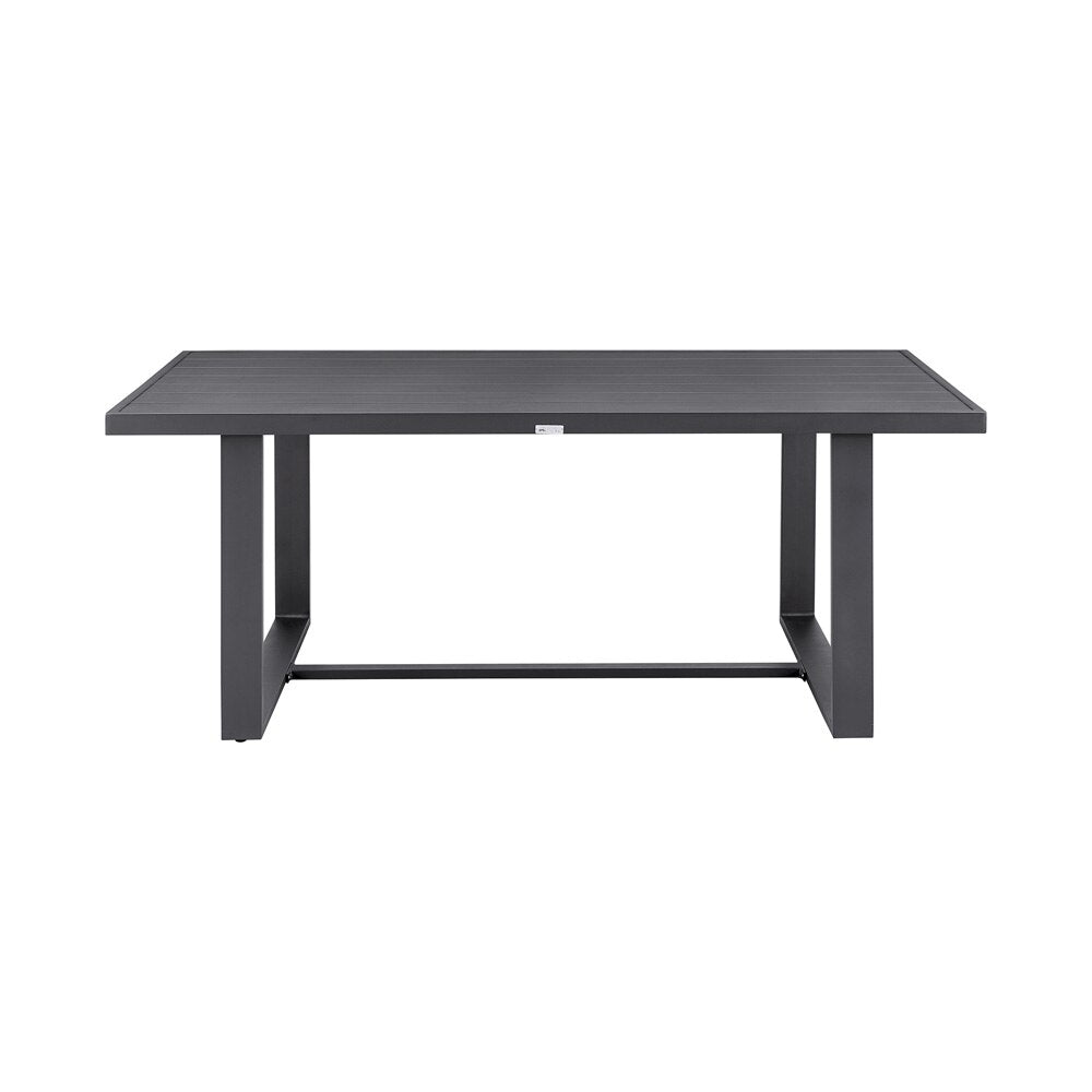 Armen Living - Menorca Outdoor Patio 5-Piece Dining Table Set in Aluminum with Gray Cushions - SETODME5BLGRY veiw 4