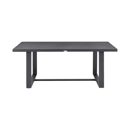 Armen Living - Menorca Outdoor Patio 5-Piece Dining Table Set in Aluminum with Gray Cushions - SETODME5BLGRY veiw 4