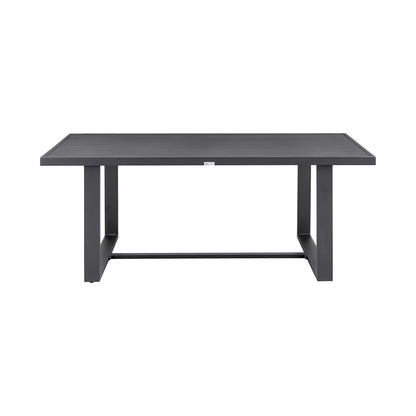 Armen Living - Menorca Outdoor Patio 7-Piece Dining Table Set in Aluminum with Gray Cushions - SETODME7BLGRY veiw 4