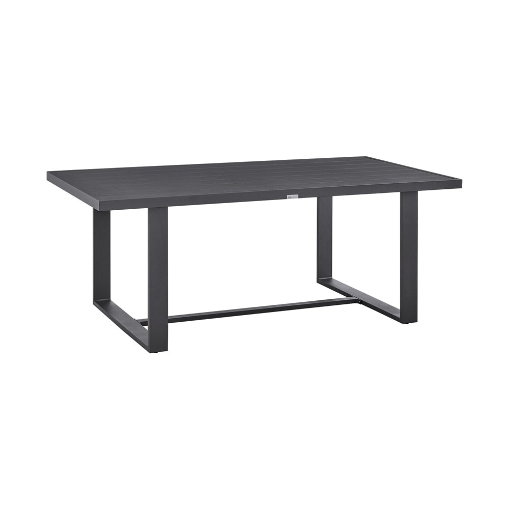 Armen Living - Menorca Outdoor Patio 7-Piece Dining Table Set in Aluminum with Gray Cushions - SETODME7BLGRY veiw 5