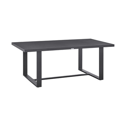 Armen Living - Menorca Outdoor Patio 7-Piece Dining Table Set in Aluminum with Gray Cushions - SETODME7BLGRY veiw 5
