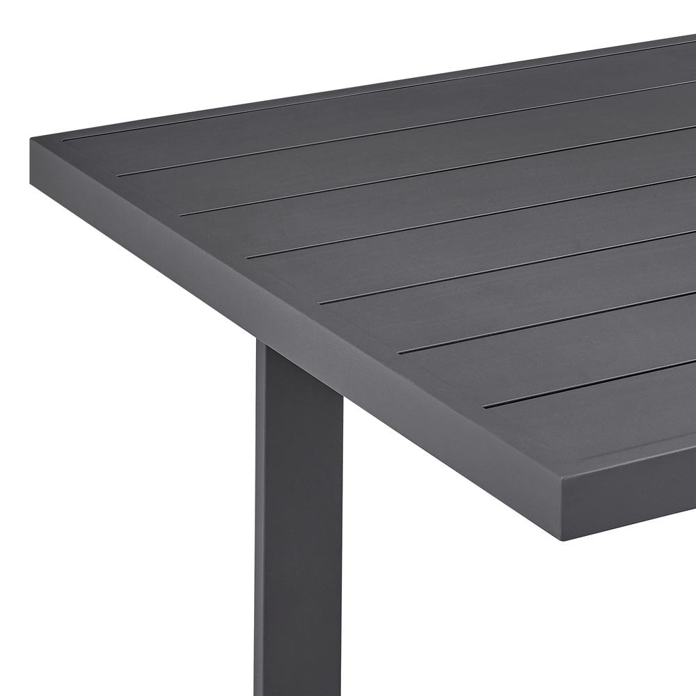 Armen Living - Menorca Outdoor Patio 7-Piece Dining Table Set in Aluminum with Gray Cushions - SETODME7BLGRY veiw 6
