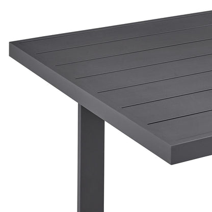 Armen Living - Menorca Outdoor Patio 7-Piece Dining Table Set in Aluminum with Gray Cushions - SETODME7BLGRY veiw 6