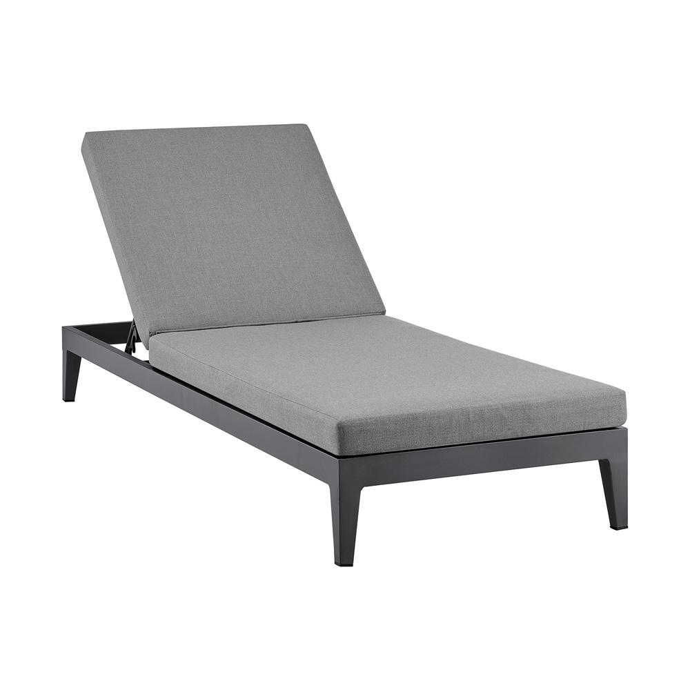 Armen Living - Menorca Outdoor Patio Adjustable Chaise Lounge Chair in Aluminum with Gray Cushions - LCMQLOGR veiw 1