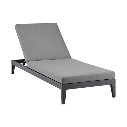 Armen Living - Menorca Outdoor Patio Adjustable Chaise Lounge Chair in Aluminum with Gray Cushions - LCMQLOGR veiw 1