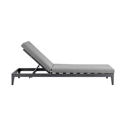 Armen Living - Menorca Outdoor Patio Adjustable Chaise Lounge Chair in Aluminum with Gray Cushions - LCMQLOGR veiw 3