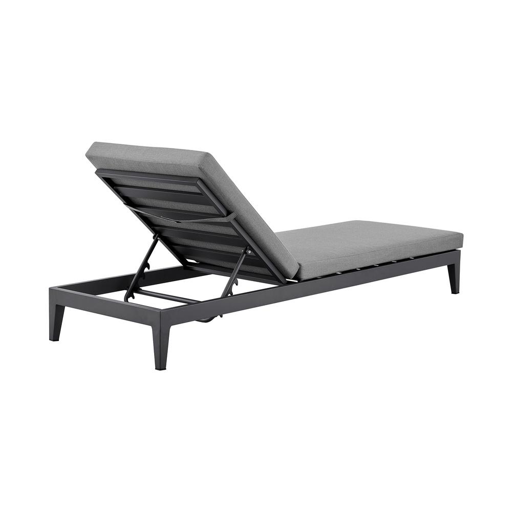 Armen Living - Menorca Outdoor Patio Adjustable Chaise Lounge Chair in Aluminum with Gray Cushions - LCMQLOGR veiw 4