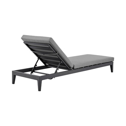 Armen Living - Menorca Outdoor Patio Adjustable Chaise Lounge Chair in Aluminum with Gray Cushions - LCMQLOGR veiw 4