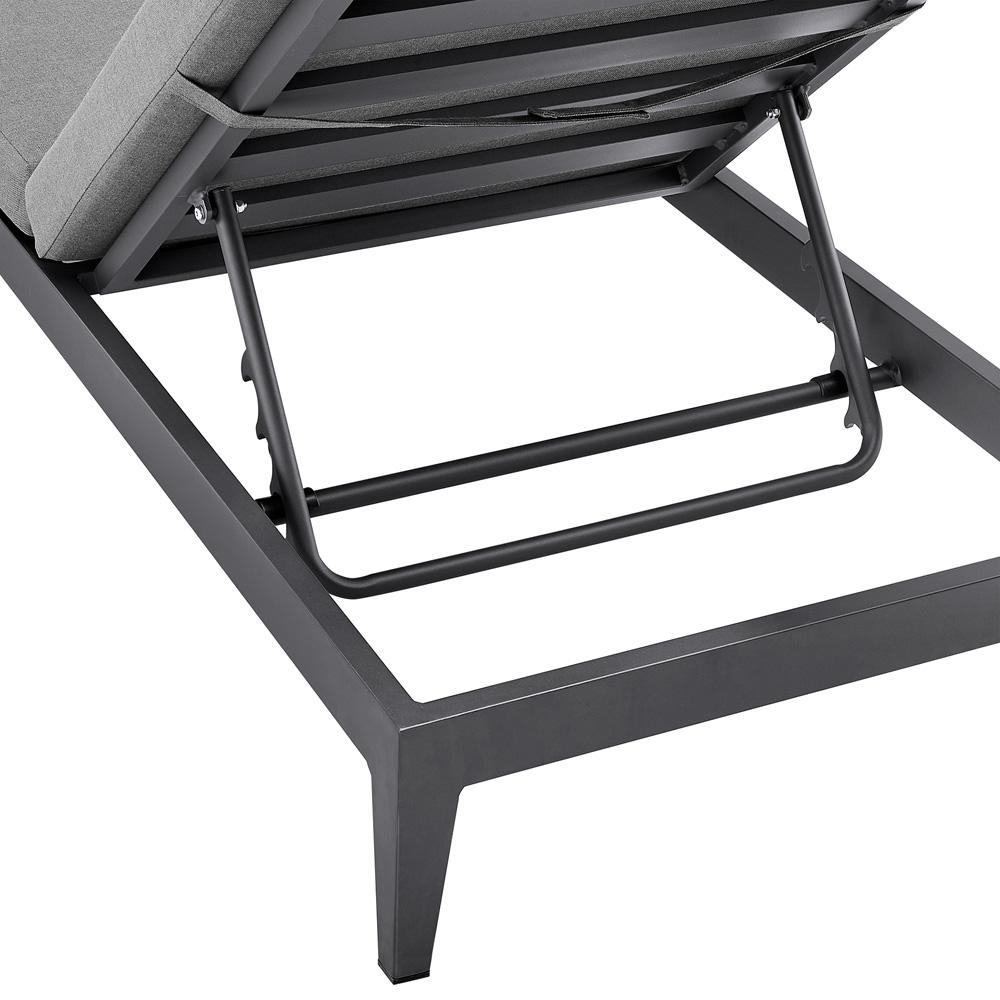 Armen Living - Menorca Outdoor Patio Adjustable Chaise Lounge Chair in Aluminum with Gray Cushions - LCMQLOGR veiw 6