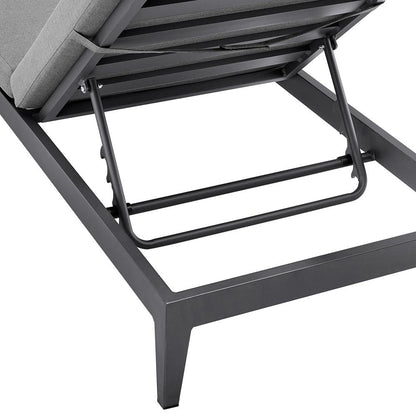 Armen Living - Menorca Outdoor Patio Adjustable Chaise Lounge Chair in Aluminum with Gray Cushions - LCMQLOGR veiw 6