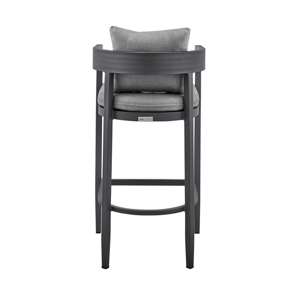 Armen Living - Menorca Outdoor Patio Counter Height Bar Stool in Aluminum with Gray Cushions - LCMQBAGR26 veiw 5