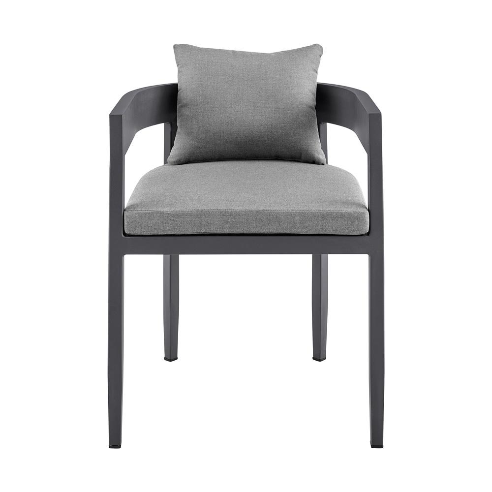 Armen Living - Menorca Outdoor Patio Dining Chairs in Aluminum with Gray Cushions - Set of 2 - LCMQCHGR veiw 3