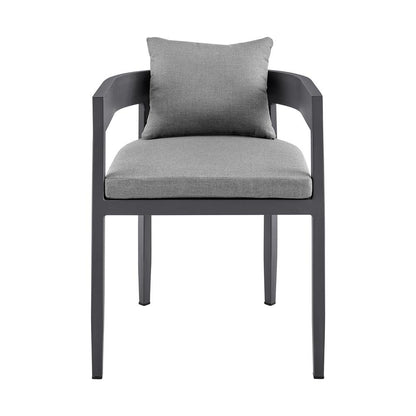 Armen Living - Menorca Outdoor Patio Dining Chairs in Aluminum with Gray Cushions - Set of 2 - LCMQCHGR veiw 3