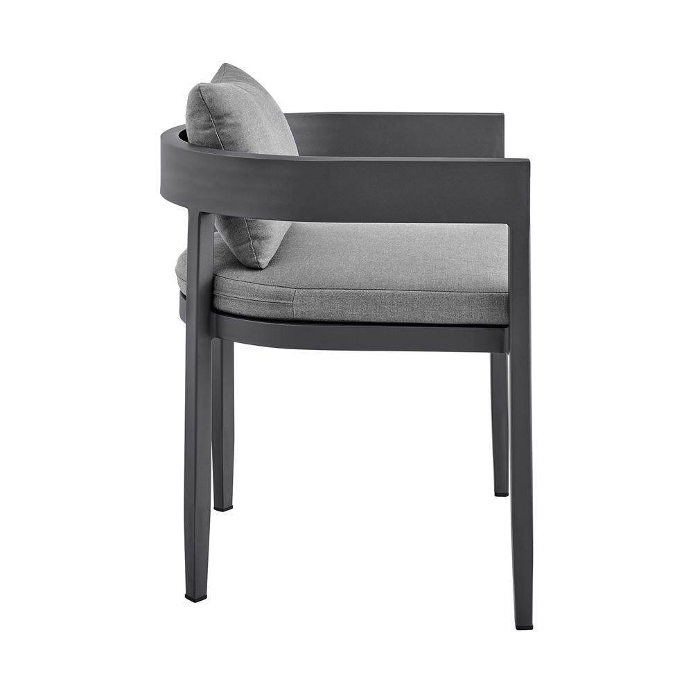Armen Living - Menorca Outdoor Patio Dining Chairs in Aluminum with Gray Cushions - Set of 2 - LCMQCHGR veiw 4